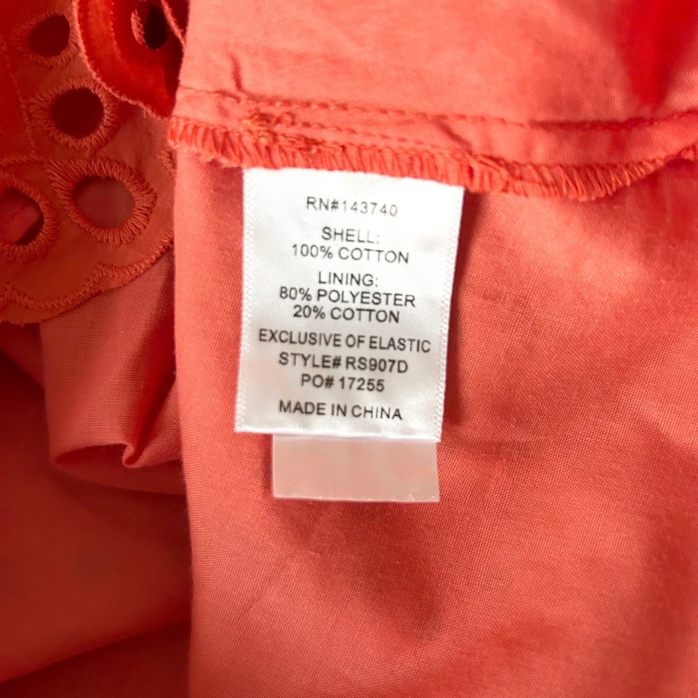 Tuckernuck Hyacinth House Orange Eyelet Clara Mini Dress Puff Sleeve XXS - Picture 6 of 6